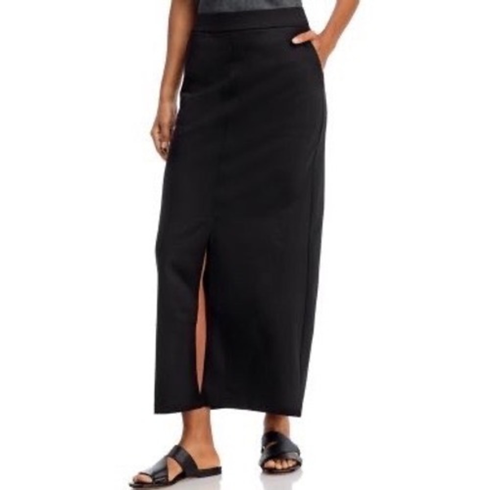 Black Front Slit Maxi Skirt Pockets Stretchy Witchy Goth Emo Punk Capsule Long
